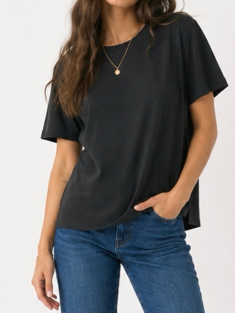 Athleta Move With Ease Tee Black S Relaxed Split Hem Oversized Soft Studio Top